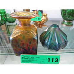 Two pieces of hand made art glass
