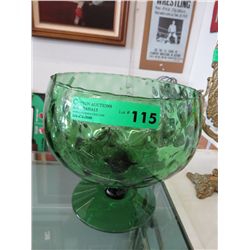 Large green Italian pedestal footed bowl `