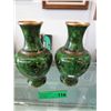Image 1 : Two green cloisonné vases