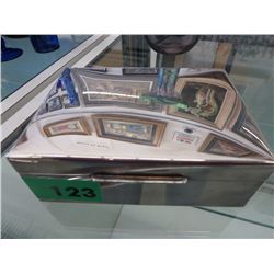 Silver plated wooden box engraved with initial E