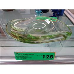 Vintage clear to green footed dish