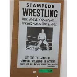 Vintage 80's Stampede Wrestling promo poster