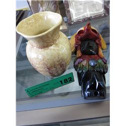 Sylvac vase & carved lava rock totem