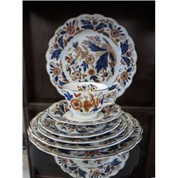 89 piece English china, Dove Dale pattern