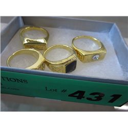 4 men's rings, some crystals