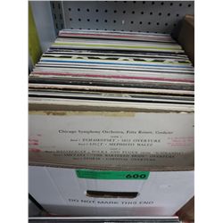 Case of vintage record albums