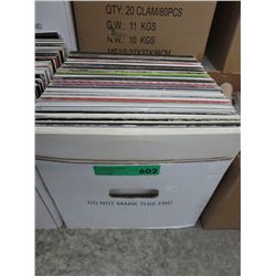 Case of vintage record albums