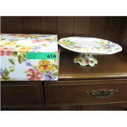 Glazed porcelain cake stand, new, with box