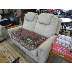Double reclining upholstered love seat, beige, new