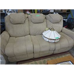 Double reclining upholstered sofa, beige, new
