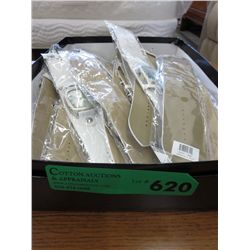 Box of wide white leather strap watches