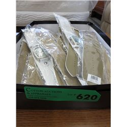Box of wide white leather strap watches