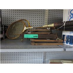 Vintage badminton rackets and stretchers