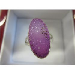 .925 Silver pink druzy ring