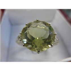 Sterling silver lemon topaz ring with diamonds