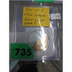Set of 5 mini collector gold (plate?) coins