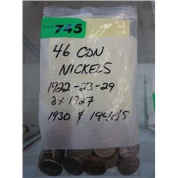46 Canadian nickels 1922-1940's