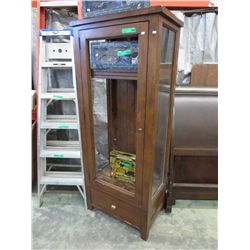 Wood display cabinet with shelves