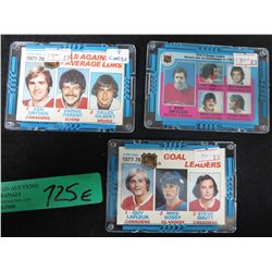 3 Hockey cards in protective cases 1977-78