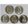 Image 1 : ( 5 ) 1951 FRANKLIN HALF DOLLARS, MS-63