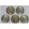 Image 2 : ( 5 ) 1951 FRANKLIN HALF DOLLARS, MS-63