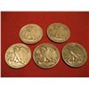 Image 2 : LOT OF (5) 1943 WALKING LIBERTY HALF DOLLARS 90% SILVER
