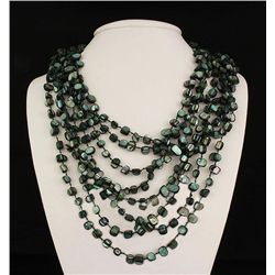 1041.00CTW WARM GREEN 8ROW MOTHER OF PEARL NECKLACE