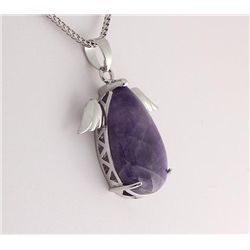 Natural Stone Amethyst Pear Pendant