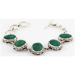 148.5ctw Custom Made Silver Bracelet w/ Emerald