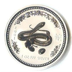 Australian Lunar Silver 1 oz Silver 2001 Snake