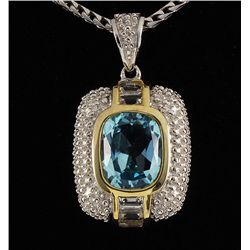 Sky Blue Topaz Gem 3.50ctw Silver Pendant 3.14g