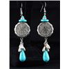 Image 1 : 17.74GRAMS ANTIQUE LOOKS TURQUOISE SILVER EARRING