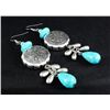 Image 2 : 17.74GRAMS ANTIQUE LOOKS TURQUOISE SILVER EARRING