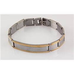 Men's Stainless Electroplated Bracelet 8 3/4  with Gold