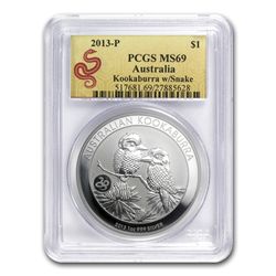 2013 1 oz Silver Australian Kookaburra Snake Privy MS-6