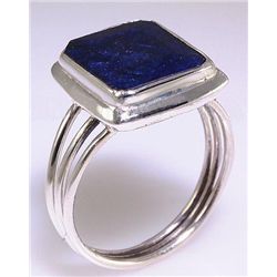 SAPPHIRE CORRUNDUM 24.56CTW BEZEL SILVER RING