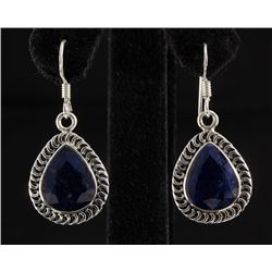 SAPPHIRE CORRUNDUM 35.16CTW SILVER HOOK EARRING