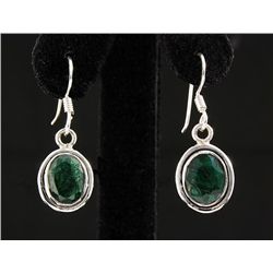 EMERALD BERYL 21.46CTW MINI SILVER HOOK EARRING