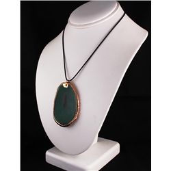 Organic Natural Green Agate Big Slice Pendant
