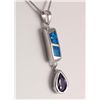 Image 1 : Natural Stone Opal & Amethyst Bar Drop Pendant