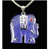 Image 1 : 28.01CTW PURPLE JADE ELEPHANT SILVER PLATED PENDANT