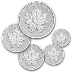 2013 Silver Canadian Maple Leaf 25th Anniversary 5-Coin