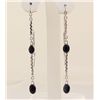 Image 2 : Sterling Silver Drop Dangle 12.19ctw Sapphire Earring