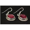 Image 2 : RUBY CORRUNDUM 27.15CTW SILVER HOOK EARRING