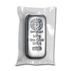 500 gram Heraeus Silver Bar (1/2 kilo, Pressed)