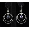 Image 1 : Pearl Dangling 3.67g Diamond Cut Design Silver Earring