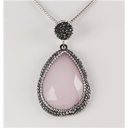 Rose Quartz Natural Stone Victorian Design Pendant