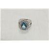 Image 1 : Joshua Lieff Designer Rhodium Plated Ring  With Blue and Clear Swarovski Crystals Size 6