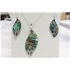 Image 1 : Sterling Silver and Genuine Abalone  Necklace/Pendant and Earrings