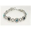Image 1 : Joshua Lieff Designer Rhodium Plated Bracelet  With Blue and Clear Swarovski Crystals